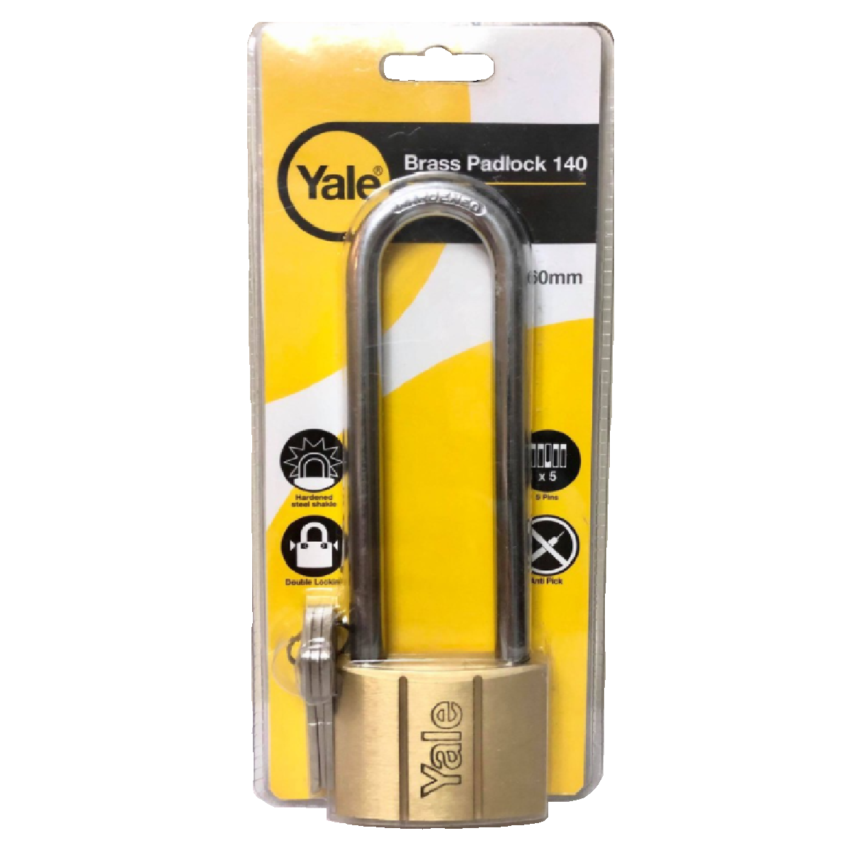 Yale V140.60LS120 60MM VP Long Shank 120MM Padlock Comes With 3 Keys